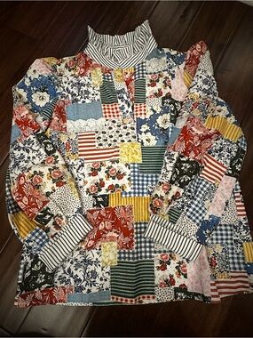 SHEIN Multicolor Patchwork Print Tunic Top